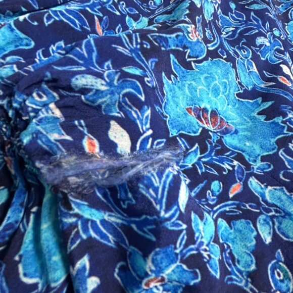 Rujuta Sheth Womens Blue Floral V-Neck Maxi Kaftan Dress M/L Pullover Casual - Picture 9 of 10